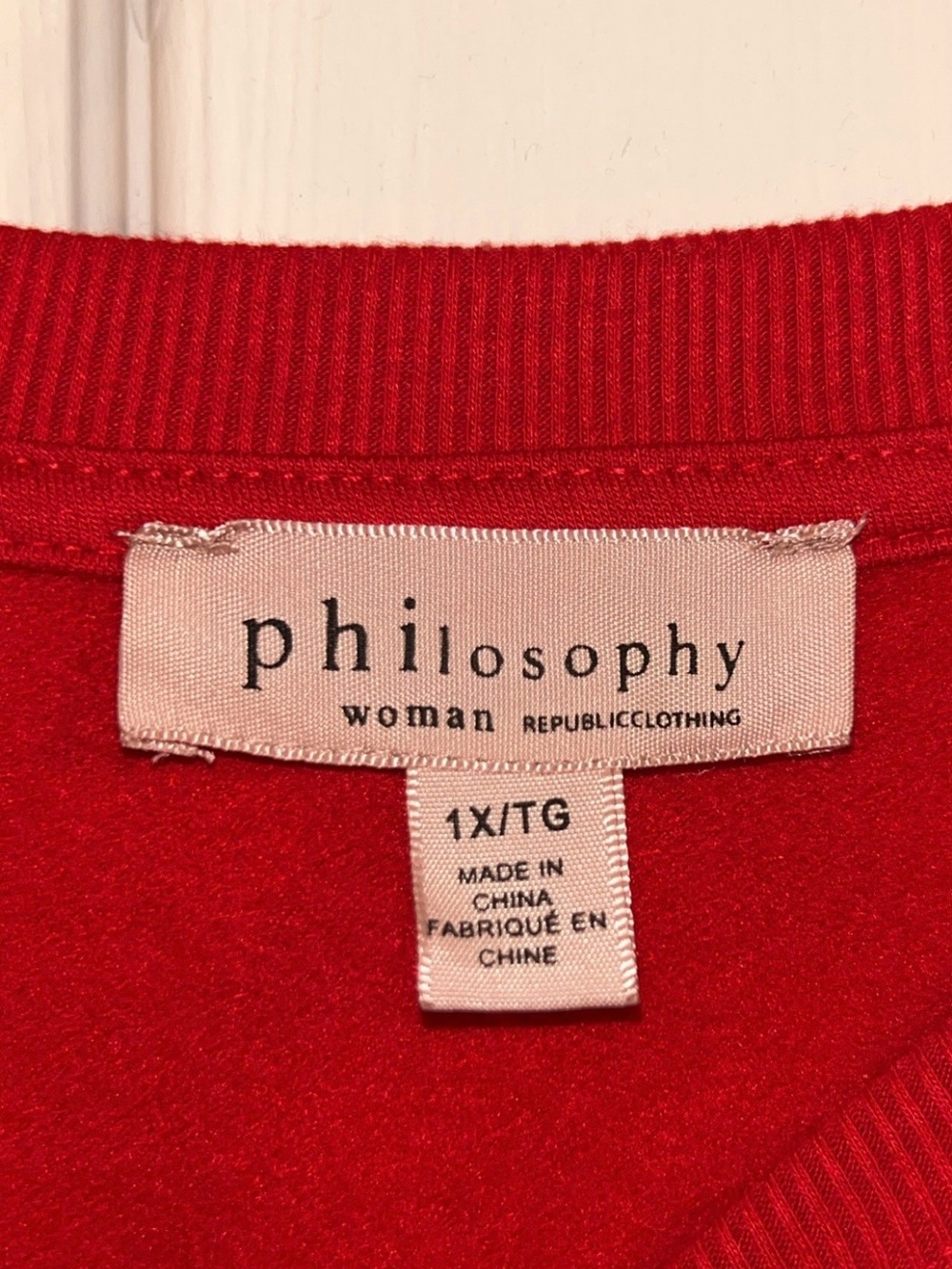 Philosophy Red Sweatshirt with White 'Merry' Script - Picture 2 of 5